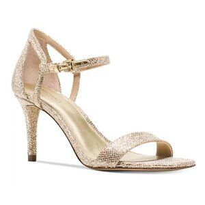 Michael Kors Ava Gold Tone Heeled Sandals Size 8.5 & 9M Women's Strappy Shoes